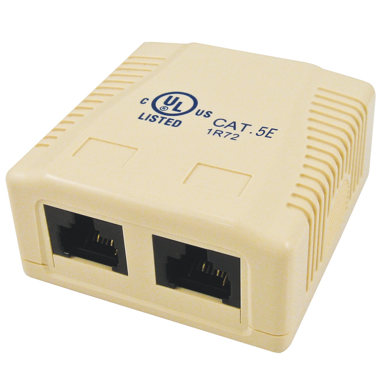 038-354IV Vertical Cable 038 Series Surface Mount Box With 2-Port CAT5E RJ45 Jack - Ivory
