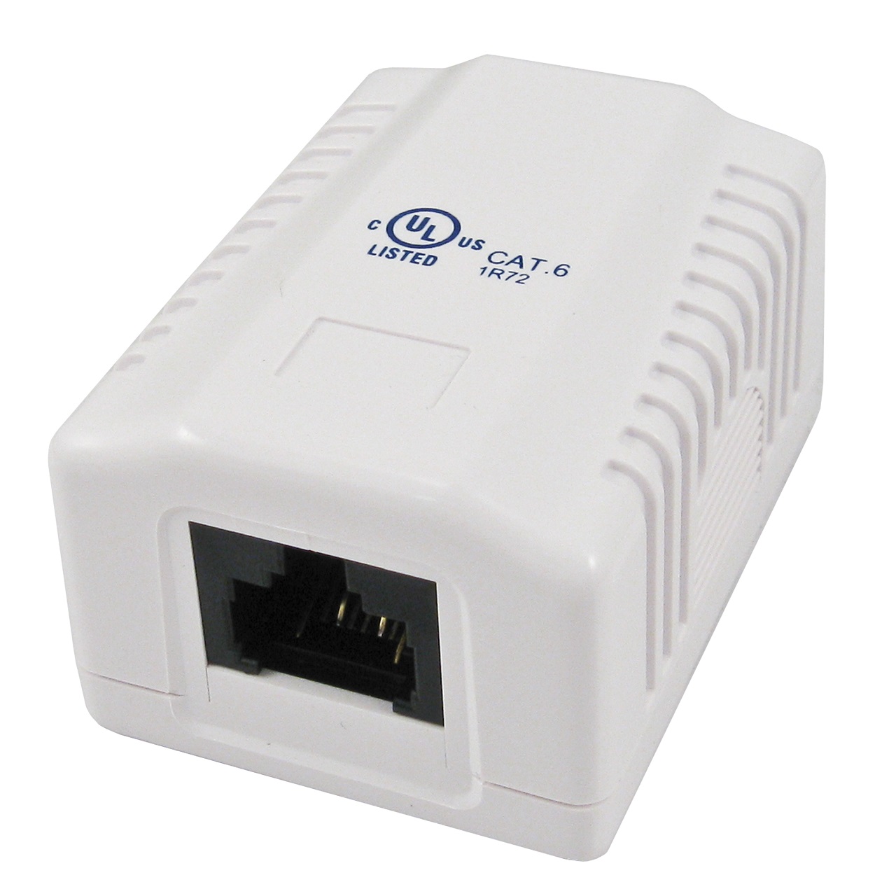 038-357WH Vertical Cable 038 Series Surface Mount Box w/ 1-Port CAT6 RJ45 Jack