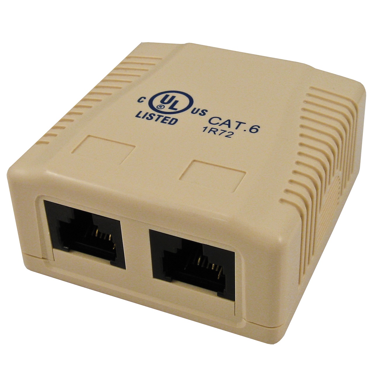 038-358IV Vertical Cable 038 Series Surface Mount Box With 2-Port CAT6 RJ45 Jack - Ivory
