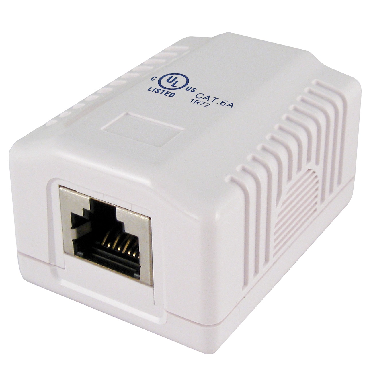 038-C6A/1P/WH Vertical Cable 038 Series Surface Mount Box With 1-Port CAT6A RJ45 Jack - White