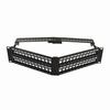 Show product details for 043-384/A/48 Vertical Cable Blank Patch Panel V-Type with Cable Manager, 48 Port, Angled with Support Bar - Black