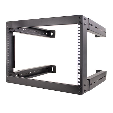 047-WFM-0626 Vertical Cable 6U Open Wall Mount Rack 18"-30" Adjustable Depth