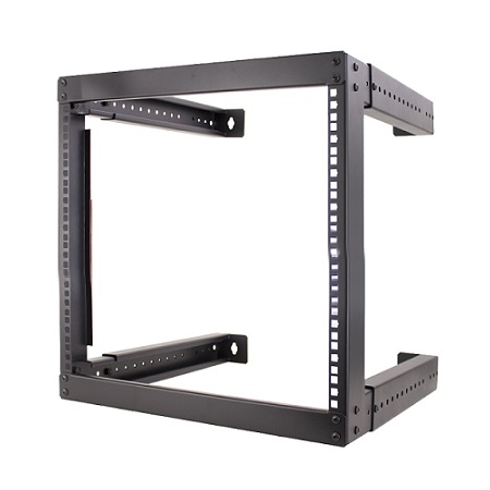 047-WFM-0926 Vertical Cable 9U Open Wall Mount Rack 18"-30" Adjustable Depth