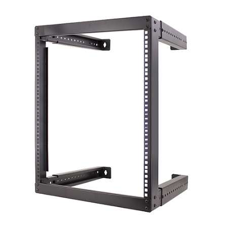 047-WFM-1226 Vertical Cable 12U Open Wall Mount Rack 18"-30" Adjustable Depth