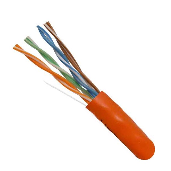 054-2392OR Vertical Cable 054-2392 Series 24 AWG 4 Unshielded Twisted Pair Solid Bare Copper CMR Non-Plenum Cat5e Cable - 1000' Pull Box - Orange