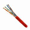Show product details for 054-449RD Vertical Cable 054-449 Series 24 AWG 4 Unshielded Twisted Pair Solid Bare Copper CMR Non-Plenum Cat5e Cable - 1000' Pull Box - Red