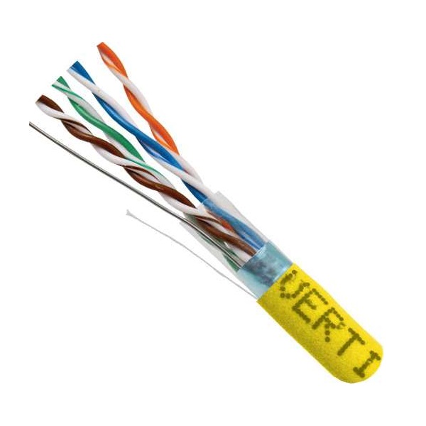 057-475/S/YL Vertical Cable 057-475 Series 24 AWG 4 Shielded Twisted Pair Solid Bare Copper CMR Non-Plenum Cat5e Cable - 1000' Pull Box - Yellow