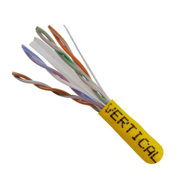 060-628/U/YL Vertical Cable 060-628 Series 23 AWG 4 Unshielded Twisted Pair Solid Bare Copper CMR Non-Plenum Cat6 Cable - 1000' Pull Box - Yellow