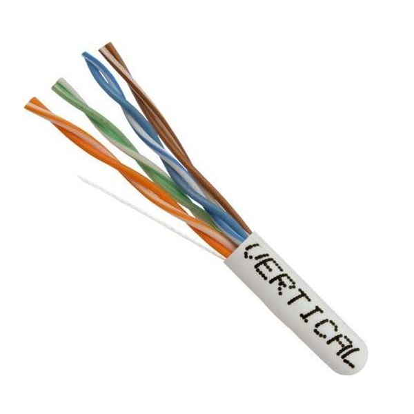 066-758/P/WH Vertical Cable 066-758 Series 23 AWG 4 Unshielded Twisted Pair Solid Bare Copper CMP Plenum Cat6 Cable - 1000' Pull Box - White