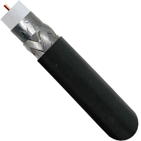 107-1956BK6SR Vertical Cable 18 AWG Shielded Solid Copper Clad Steel CL2/CM Non-Plenum RG6 Coax Cable - 1000' Pull Box - Black