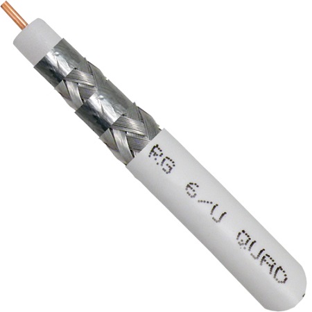 107-2315/P/WH Vertical Cable 18 AWG Shielded Copper Clad Steel CL2/CM Non-Plenum RG6 Coax Cable - 1000' Wooden Spool - White