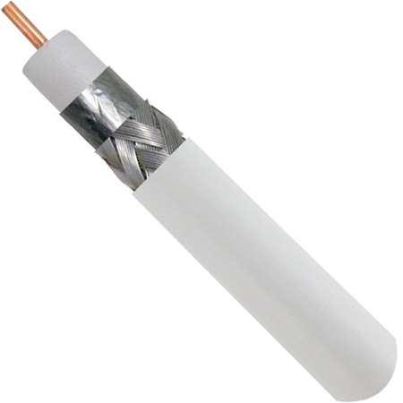 107-2316/P/WH Vertical Cable 18 AWG Shielded Copper Clad Steel Non-Plenum RG6 Coax Cable - 1000' Wooden Spool - White