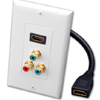 120933 Vanco Single HDMI Pigtail and RGB Component Video Triple RCA Jack Decor Wall Plate