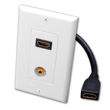 120935X Vanco Single HDMI Pigtail and 3.5mm Stereo Jack Decor Wall Plate
