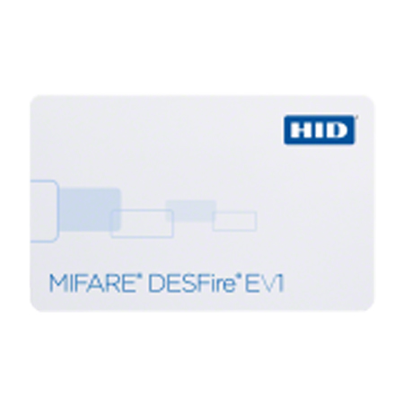 1450CNGGZN-100 HID 1450 Standard PVC 8K Bytes MIFARE DESFire EV1 Plain White with Gloss Finish Front Plain White with Gloss Finish Back Reversed UID (CSN) Decimal card numbering only Laser Engraved Card Numbering No Slot Punch
