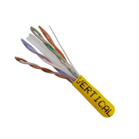 161-110/YL Vertical Cable 23 AWG 4 Unshielded Twisted Pair Solid Bare Copper CMR Non-Plenum Cat6 Cable - 1000' Pull Box - Yellow