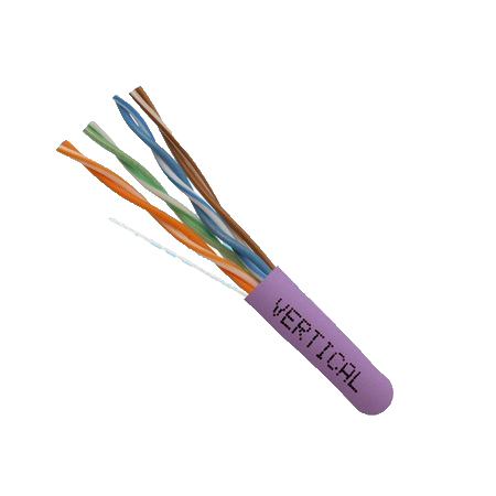 066-661/P/PR Vertical Cable 23 AWG Unshielded Twisted Pair Solid Bare Copper CMP Plenum Cat6 Cable - 1000' Pull Box - Purple