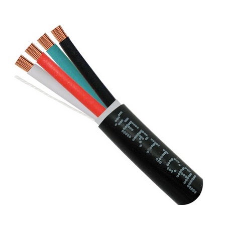209-2319/DB Vertical Cable 12 AWG 4 Conductors Stranded Bare Copper CMR/CL3 Non-Plenum Direct Burial Audio Cable - 500' Spool - Black