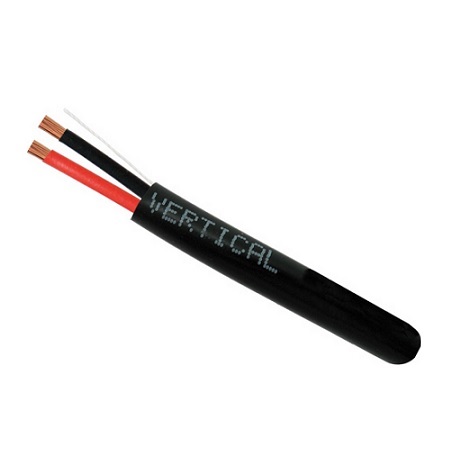 209-2320/BK Vertical Cable 14 AWG 2 Conductors Stranded Bare Copper CL3 Non-Plenum Audio Cable - 500' Pull Box - Black