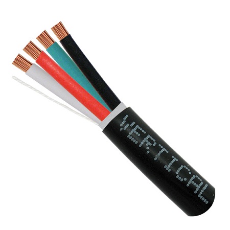 209-2321/BK Vertical Cable 14 AWG 4 Conductors Stranded Bare Copper CMR/CL3 Non-Plenum Audio Cable - 500' Pull Box - Black