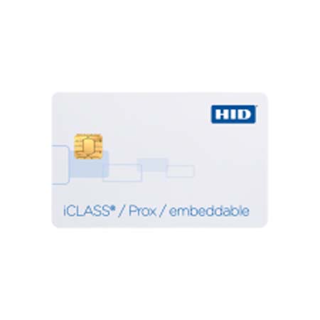 2133BGGNNN-100 HID 213 Combination iCLASS Prox Embeddable Card 32k Bits (4k Bytes) with 16k/2+16k/1 Programmed 125 kHz Prox and iCLASS Plain White with Gloss Finish Front Plain White with Gloss Finish Back No External iCLASS Card Numbering No Slot Punch No External 125 kHz Card Numbering - 100 Pack