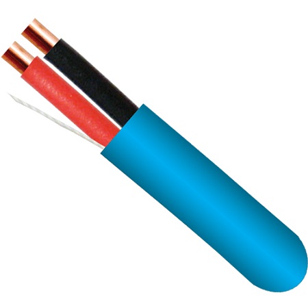 216-142/R/BL Vertical Cable 14 AWG 2 Conductors Unshielded Solid Bare Copper Non-Plenum Alarm Cable - 1000' Spool - Blue