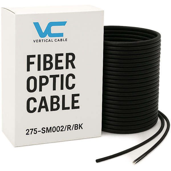 275-SM002/R/BK Vertical Cable 2 Fiber Ultra Tight-Buffered Indoor/Outdoor Riser Fiber Optic Cable - 1 Ft - Black