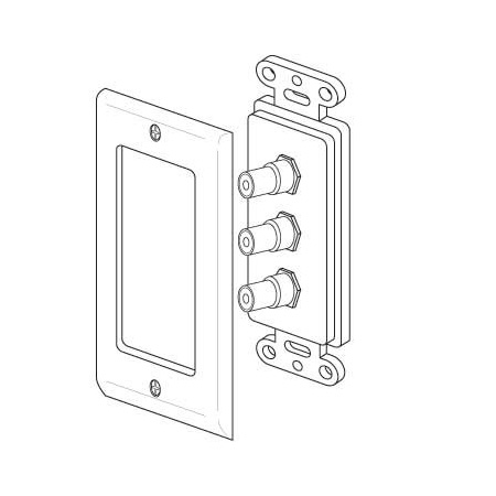 28106RWYW Vanco Wall Plate Triple RCA RWY Decor White