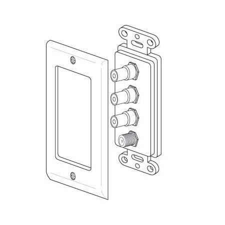 28108IX Vanco Wall Plate Triple RCA & 1F Decor Ivory
