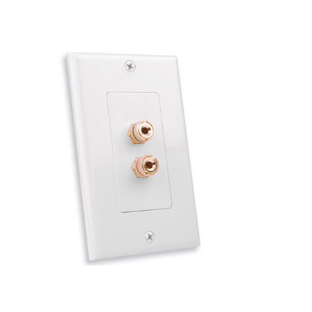 28146WX Vanco Wall Plate 1 Pair Binding Post Gold Decor White