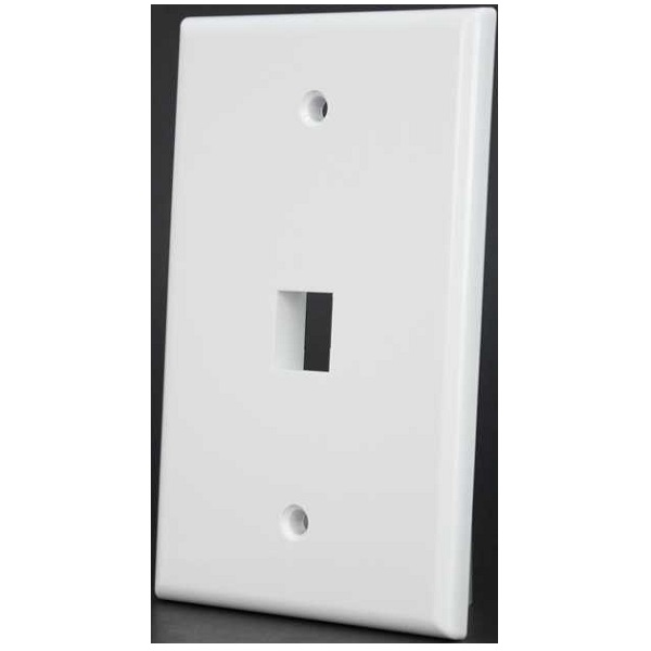 304-M2726/1P/WH Vertical Cable 304 Series 1-Port Mid Size Keystone Wall Plate - White