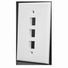304-M2728/3P/WH Vertical Cable 304 Series Mid Size Keystone Wall Plate 3-Port - White