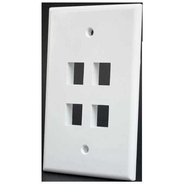304-M2729/4P/WH Vertical Cable 304 Series Keystone Wall Plate 4-Port - White