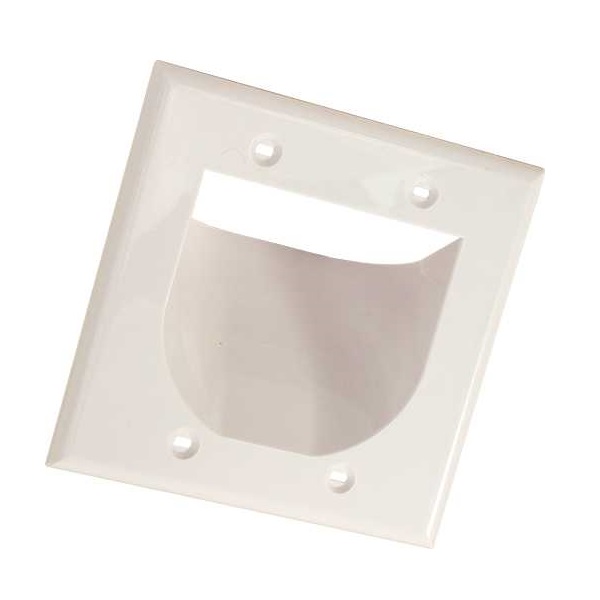 307-515R/2G/WH Vertical Cable 307 Series Feedthrough Recessed Wall Plate Double Gang - White