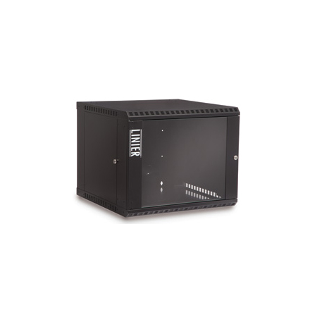 3140-3-001-09 Kendall Howard 9U Linier Glass Door Fixed Wall Mount Cabinet - Black Finish - 23.5"W x 18.88"H x 22.86"D