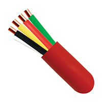 315-224/R/5RD Vertical Cable 22 AWG 4 Conductors Unshielded Solid Bare Copper FPLP Non-Plenum Fire Alarm Cable - 500' Spool - Red