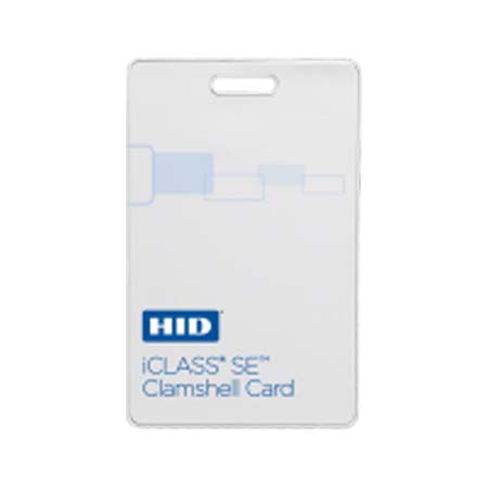 3350PGSSV-100 HID 335x iCLASS SE Clamshell Card 2k Bits (256 Bytes) with 2 Application Areas Programmed with Security Identity Object Plain White with Gloss Finish Front Base with Molded HID Logo Back Sequential Encoded/Sequential Non-Matching Printed Inkjetted Card Numbering Vertical Slot Punch - 100 Pack