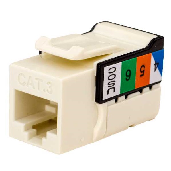 350-V2501/AL Vertical Cable 350 Series CAT3 V-Max Keystone Jacks - Almond
