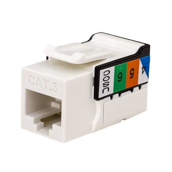 350-V2510/WH Vertical Cable 350 Series CAT3 V-Max Keystone Jacks - White