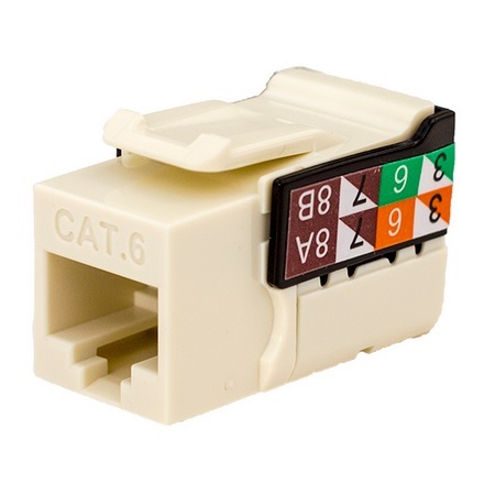 352-V2712/AL Vertical Cable CAT6 Data Grade Keystone Jack 90Â° 8x8 Conductors - Almond