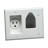 Show product details for 45-0020-WH Recessed Commercial Grade Low Voltage Plate with 20 Amp Recessed Power - White