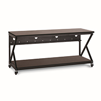 Show product details for 5000-3-304-72 Kendall Howard 72 inch Performance Work Bench with Full Bottom Shelf No Upper Shelving - African Mahogany