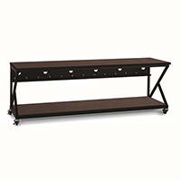 Show product details for 5000-3-304-96 Kendall Howard 96 inch Performance Work Bench with Full Bottom Shelf No Upper Shelving - African Mahogany