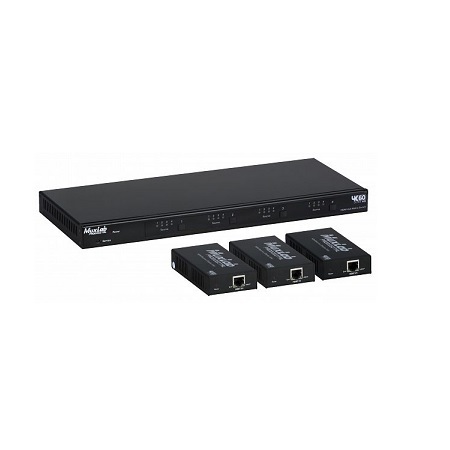 500412-UK Muxlab HDMI 4x4 Matrix Switch Kit HDBT PoC 4K/60 with 3 Receivers