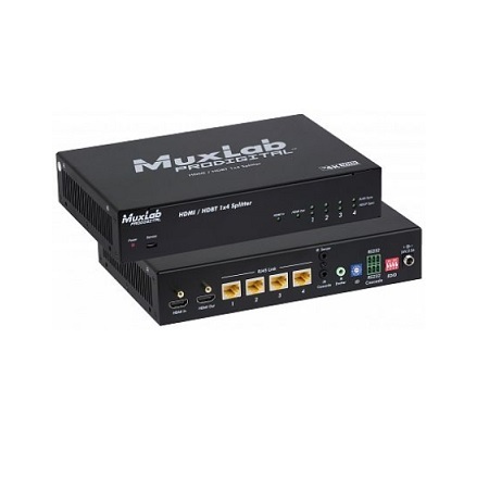 500424-UK Muxlab HDMI/HDBT 1x4 Splitter RS232 UHD-4K