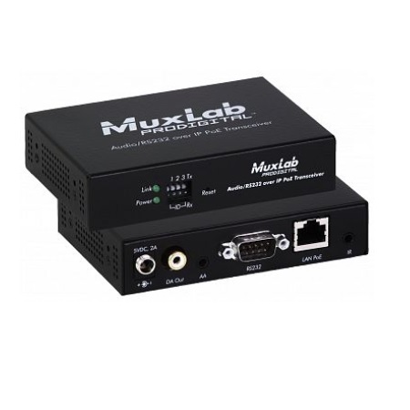 500755 Muxlab Audio/RS232/IR over IP Tranceiver with PoE