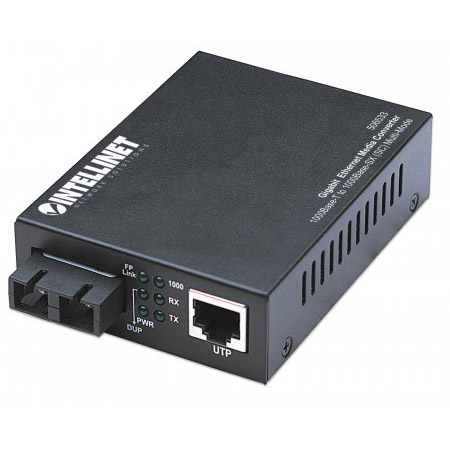 506533 Intellinet Gigabit Ethernet Media Converter 1000Base-T to 1000Base-SX (SC) Multi-Mode - 1800 Feet