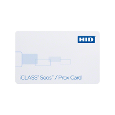 5106RGGANN-100 HID 510 iCLASS Seos + Prox Card 8K Bytes Both interfaces programmed Plain White with Gloss Finish Front Plain White with Gloss Finish  Back Sequential Matching Encoded/Printed Laser Engraved iCLASS Seos Card Numbering No Slot Punch No Printed Card Numbering - 100 Pack