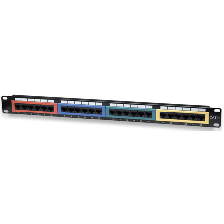 513692 Intellinet Cat6 Color-Coded Patch Panel 24-Port - UTP - 1U