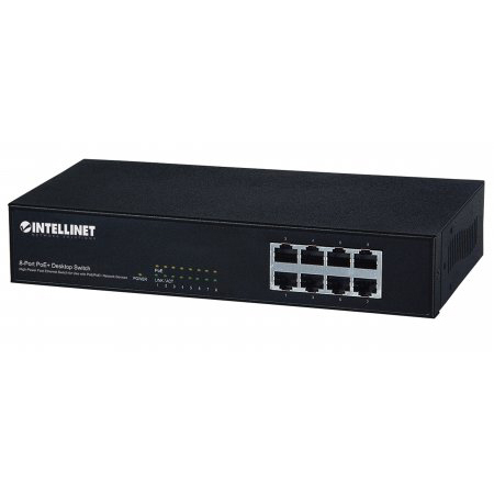 560764 Intellinet 8-Port Fast Ethernet PoE+ Switch 8 x PoE ports - IEEE 802.3at/af Power-over-Ethernet (PoE+/PoE) - Endspan - Desktop